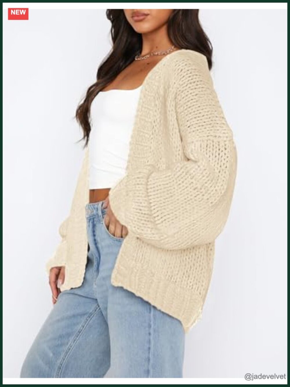 Chunky Knit Cardigan Sweater Open Front Shawl Collar Long Sleeve Fall Fashion - Picture 3 of 7